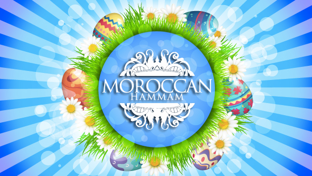 Moroccan Hammam logo on easter background